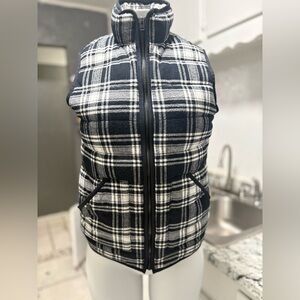 Black and White Plaid Puffer Vest